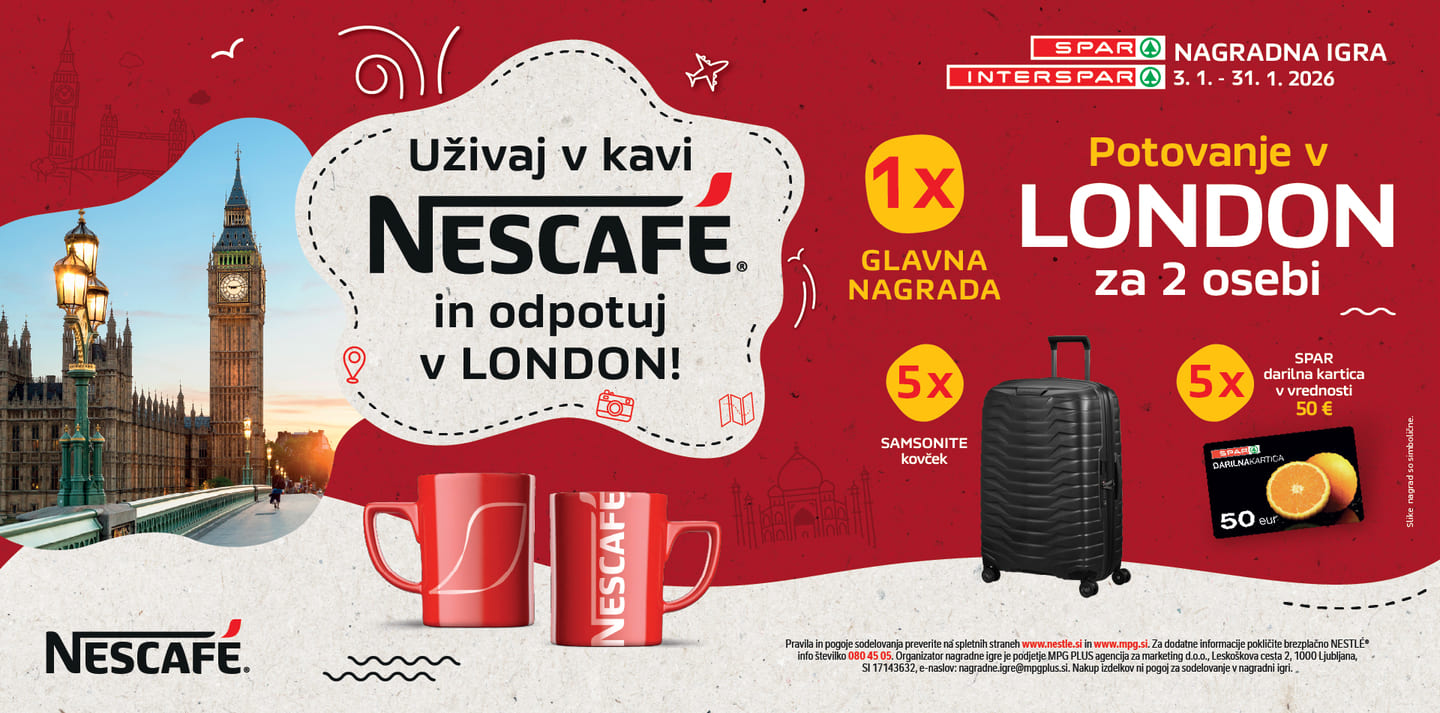 Nagradna igra "Uživaj v kavi Nescafé in odpotuj v London!"