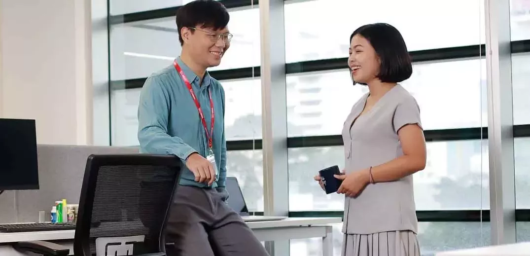 colleagues talking